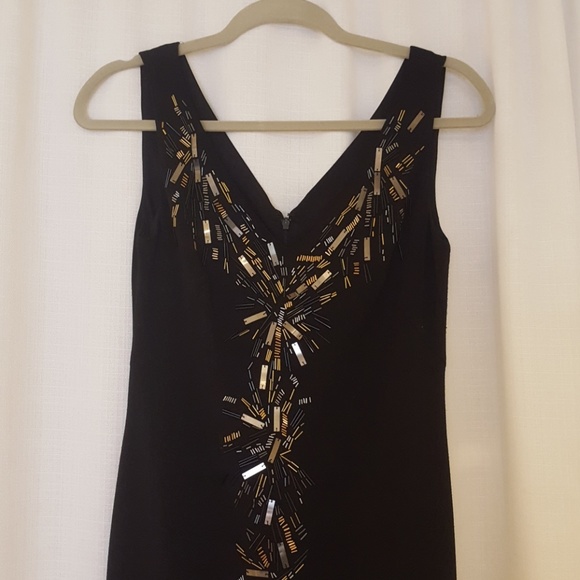 Black Cocktail dress w/ metallic beading - Picture 2 of 8